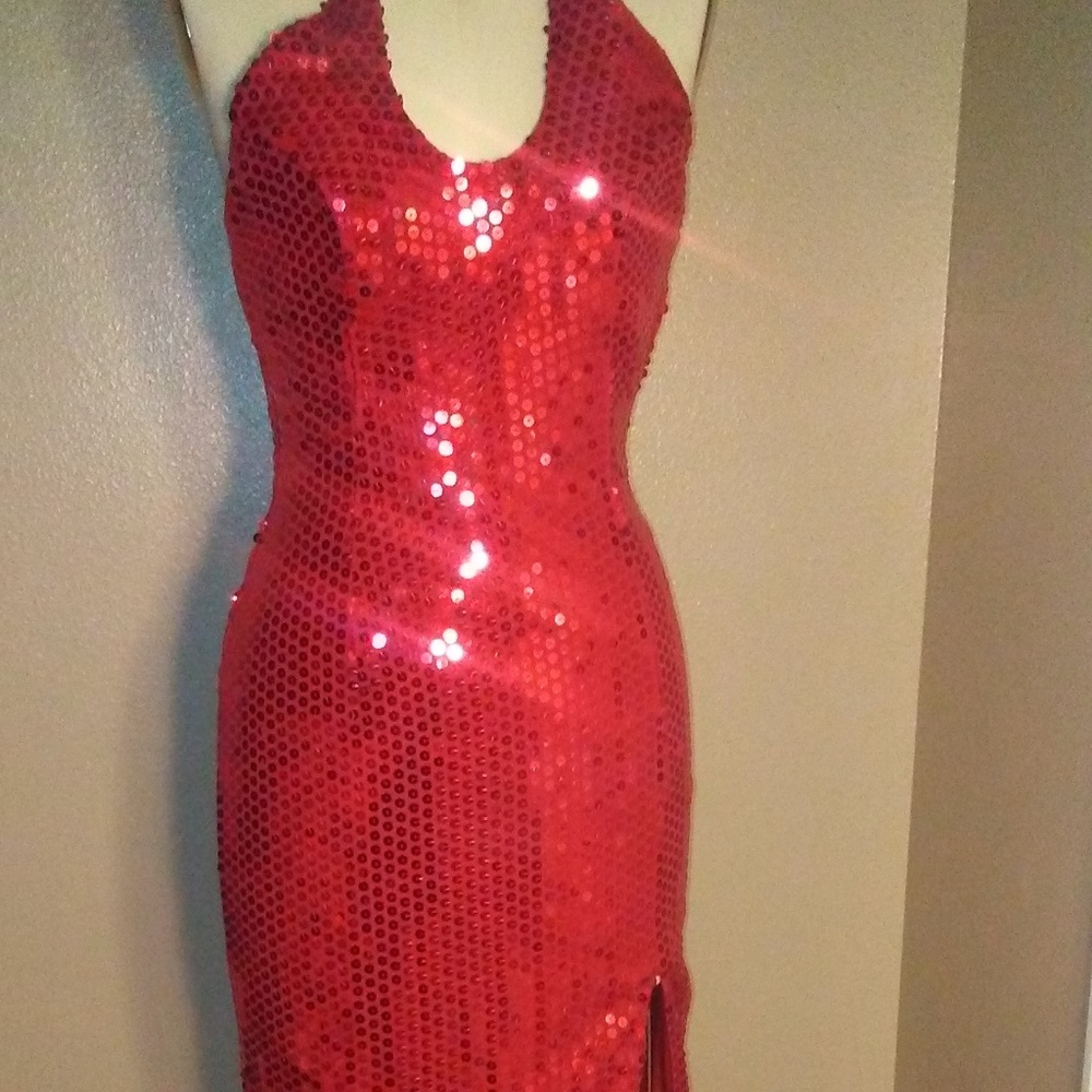 Red Sequence Dress Prom 10